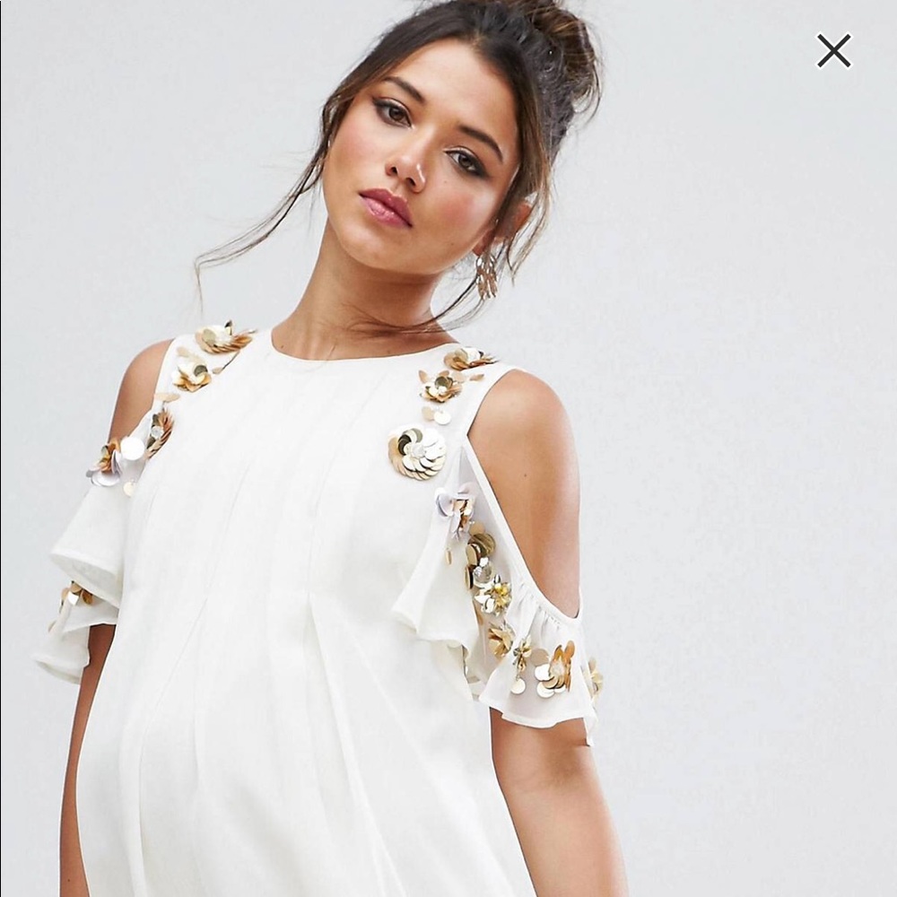 Asos maternity embellished cold shoulder dress